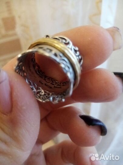 Серебряное кольцос позолотой Deno