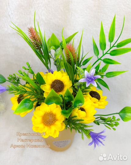 Букет из мыла с подсолнухами, день учителя