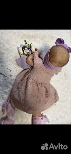 Платье муслинновое для новорожденных 62р