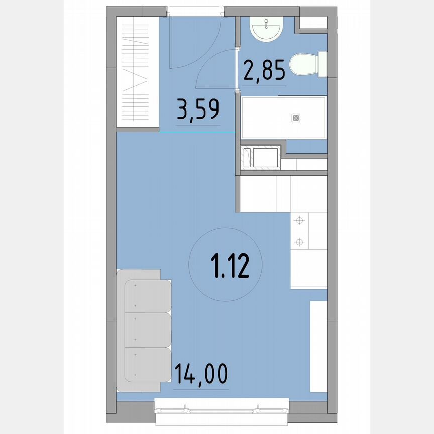 1-к. апартаменты, 20,4 м², 1/13 эт.