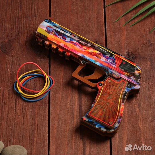 Пистолет (резинкострел) дерево (микс) (Красный)