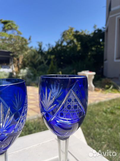 Фужеры синие кобальт хрусталь СССР