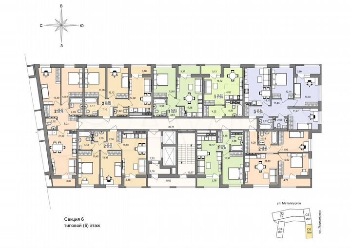 2-к. квартира, 53,5 м², 13/19 эт.