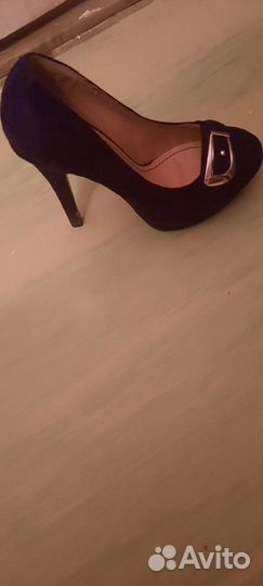 Туфли женские 37 размер натуральная замша чёрные