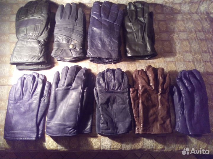 Мужские кожаные перчатки зимние
