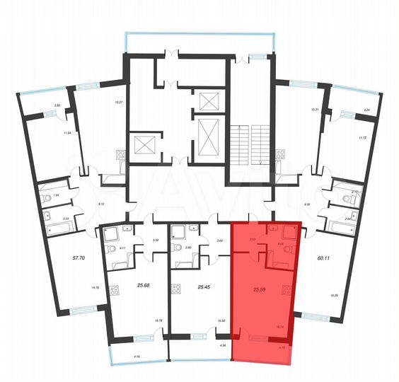 2-к. квартира, 65,3 м², 4/26 эт.