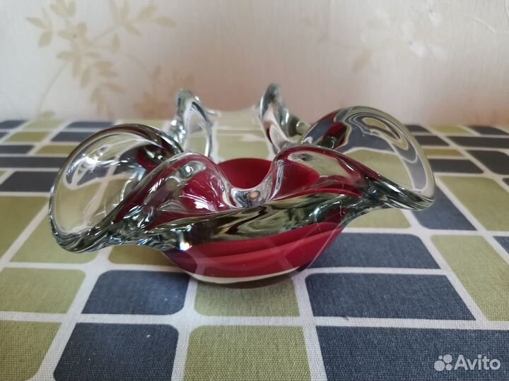 Пепельница. Цветное дутое стекло. СССР Винтаж