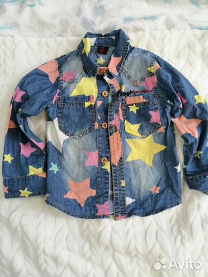 Джинсовая рубашка на девочку 1-1,5года