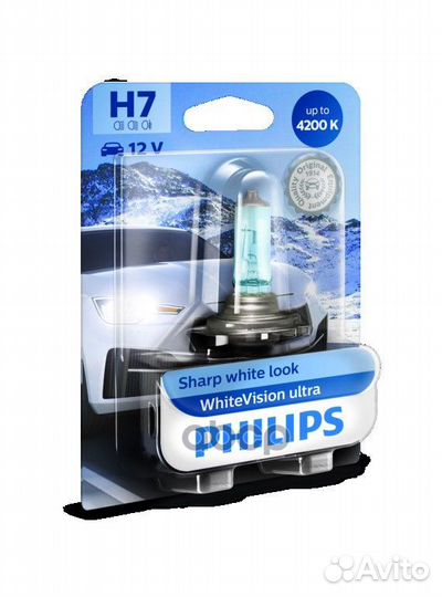 Лампа Philips 12-55 Вт. H7 WhiteVision Ultra га