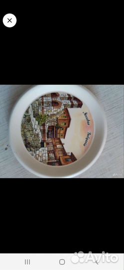 Настенная тарелка панно СССР гжель