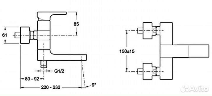 Смеситель для ванны Jacob Delafon Strayt E45370-CP