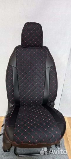 Чехлы Шевролет Лачетти Франт алькантара с красным