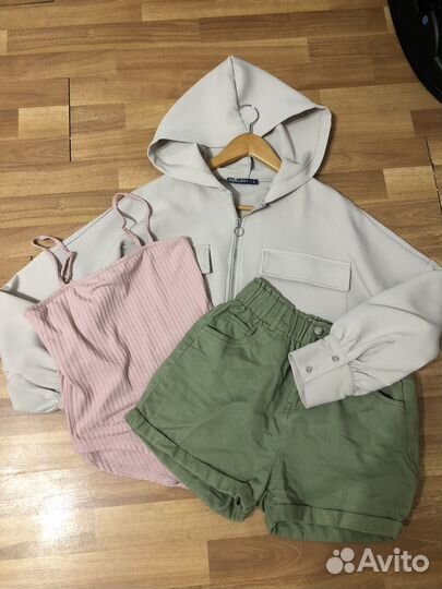 Вещи пакетом Боди Топ, Шорты, Ветровка, р.44-46