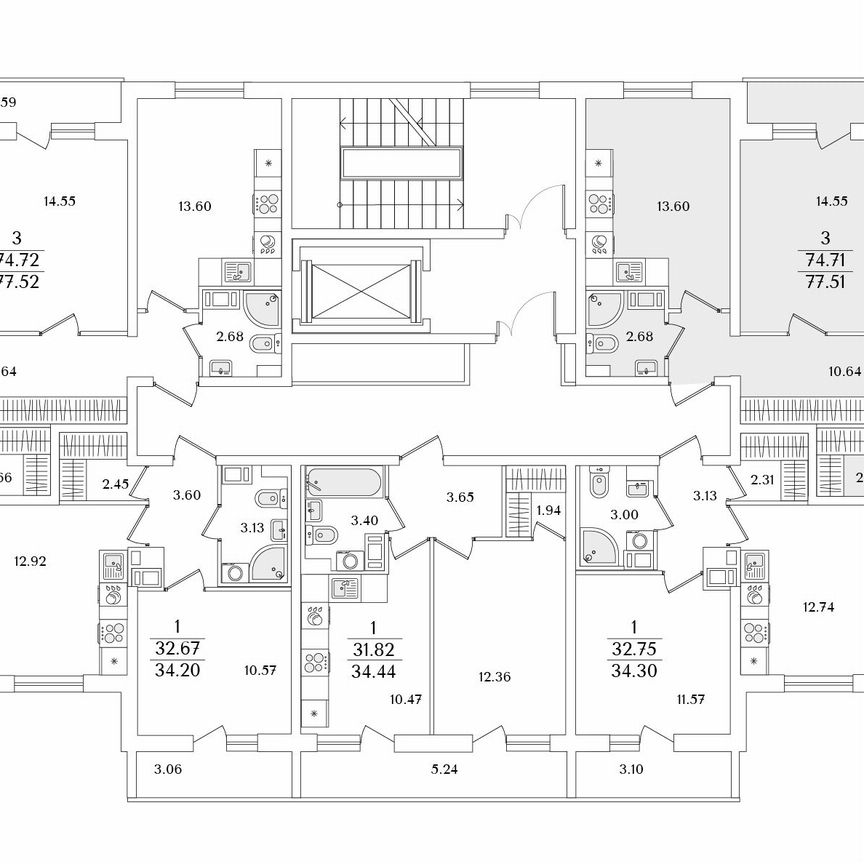 3-к. квартира, 77,3 м², 5/9 эт.