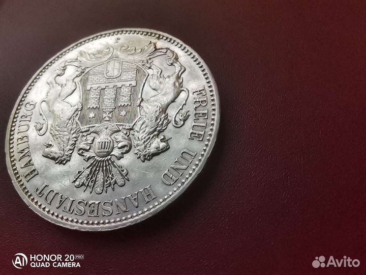 3 Марки 1914 и 5 марок 1913 Гамбург, Германия