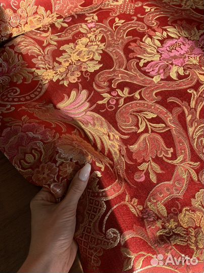 Ткань для штор красная жаккард метражом
