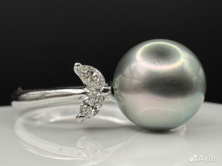 Золотое кольцо 750 Жемчуг Бриллианты Yamagiwa