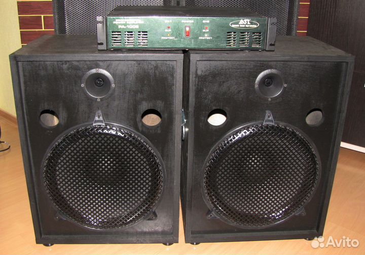 Колонки F-New 1086Вт Pro 2ш BassDyn-38sm+Вч+AMP-ST