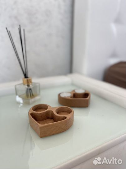 Валентинки подсвечник деревянный