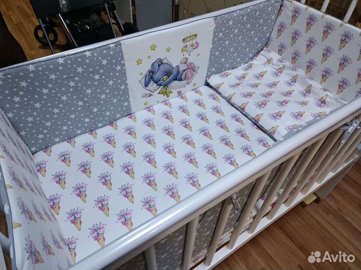 Комплект в детскую кроватку до 3 лет 6 предметов