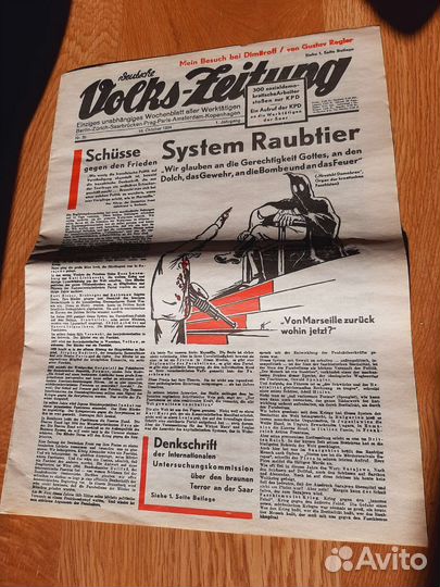 Старая Газета из Германии 1934 год