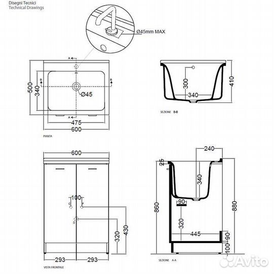 Kerasan Aquadom Раковина 60х50 см, без отв., цвет: