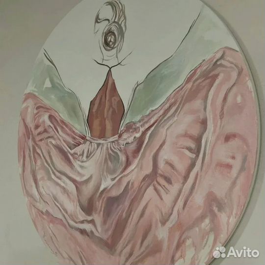 Картина маслом на холсте. Девушка, платье