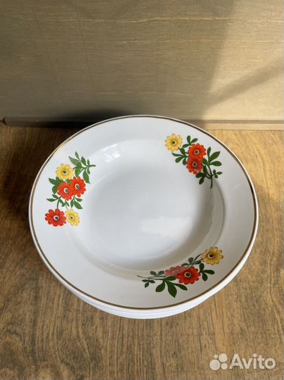 Тарелки Цветы зик Конаково СССР 70-е фаянс