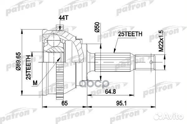 ШРУС наружн к-кт 25x50x25 ABS:44T hyundai: lant