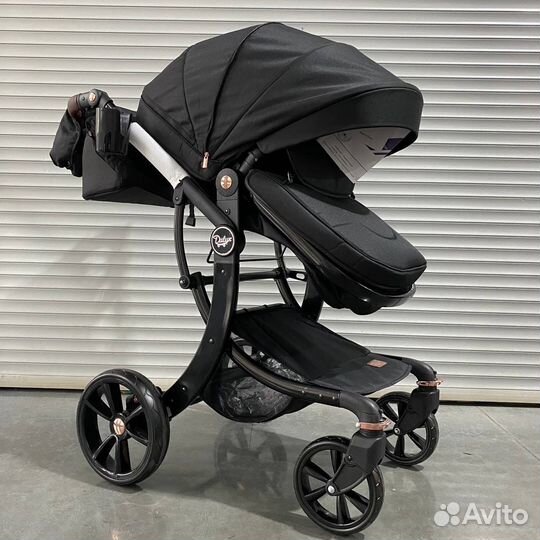 Коляска трансформер 3 в1, Luxmom 608, черный ткань