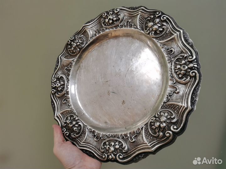 Поднос большой блюдо Германия серебро 800