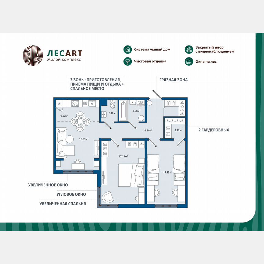 2-к. квартира, 70,6 м², 1/12 эт.