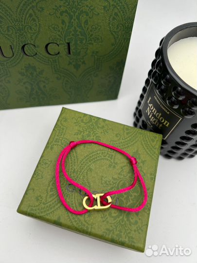 Браслет CD dior диор нить розовая