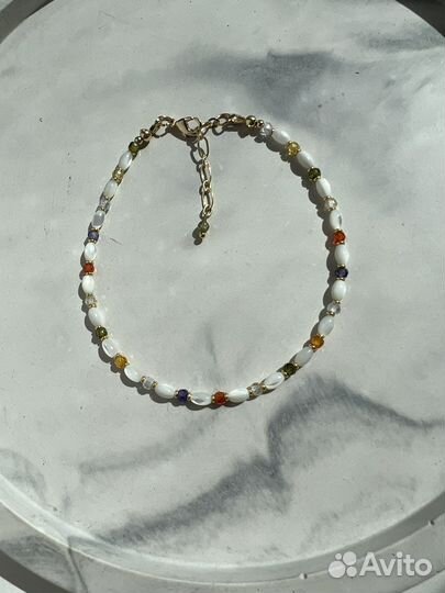 Анклет браслет на ногу из натуральных камней