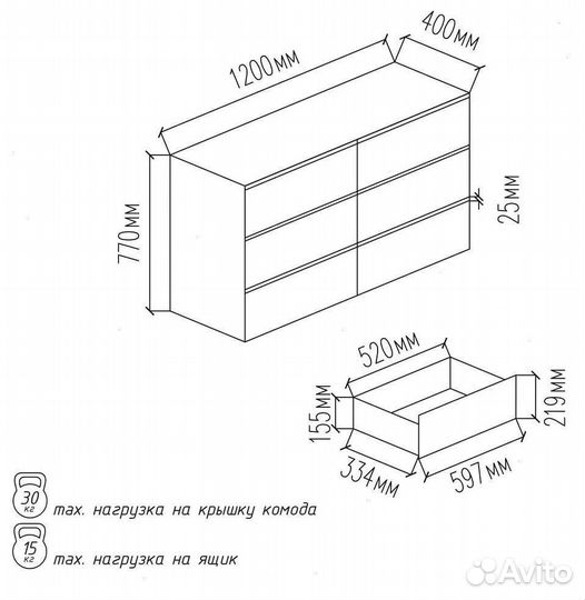 Комод с ящиками графит (аналог Икеа)