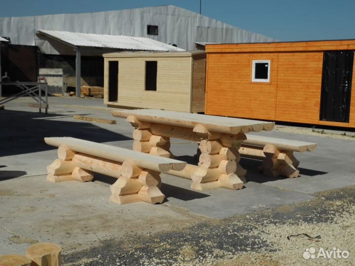 Сруб Садовой мебели из бревна для Бани