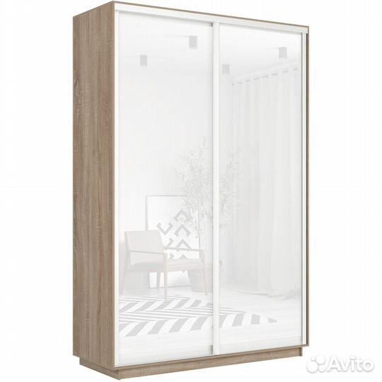 Шкаф-купе 2-дверный шкаф Оптим Двери Стекло Белое