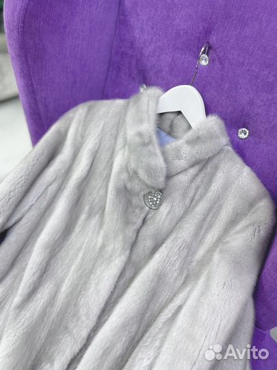 Шуба норковая голубая ог 140см