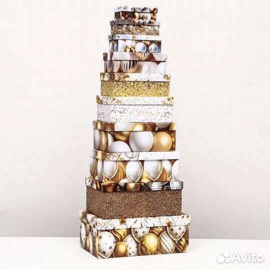 Набор коробок 10 в 1 'С днём рождения', золотой, 3