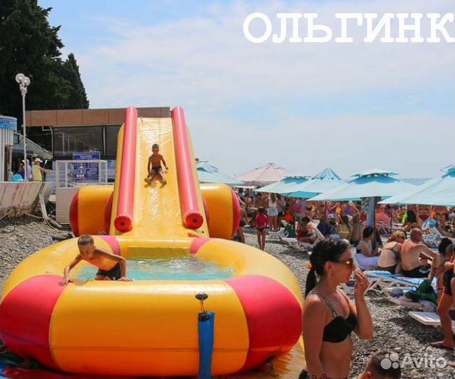 Аренда мест на пляже. Надувной комплекс, лабиринт