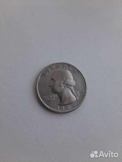 Монета Liberty quarter dollar 1988г