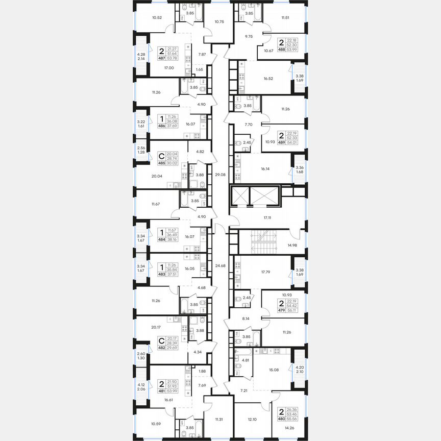 2-к. квартира, 53,8 м², 8/15 эт.