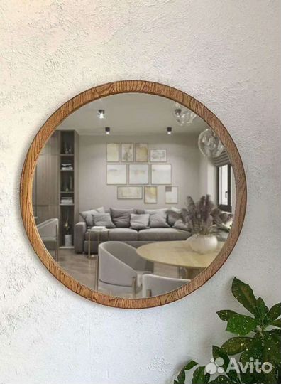 Зеркало круглое из дуба