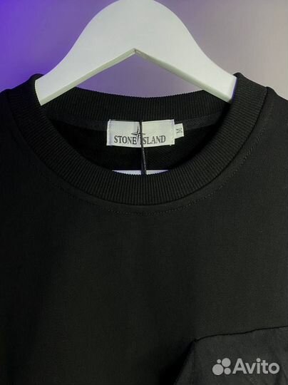 Свитшот Stone Island с карманом черный