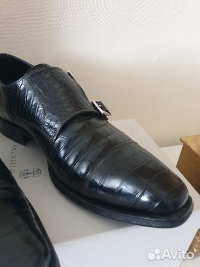 Santoni оригинал туфли монки крокодил мужские