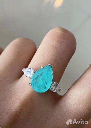 Серьги кольцо параиба серебро