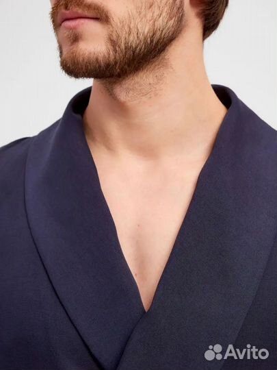 Халат банный мужской, р-р 48, лен/вискоза новый