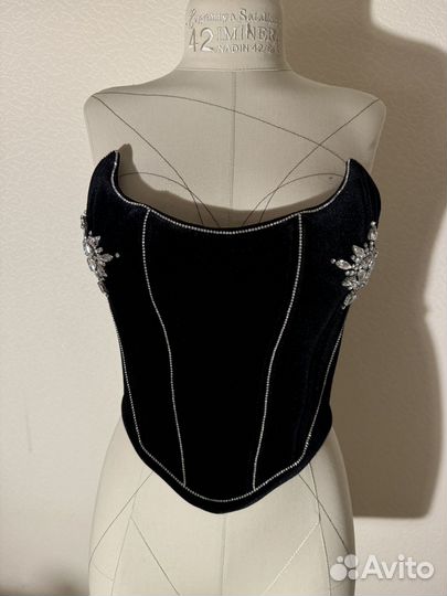 Корсет бархатный с кристаллами couture