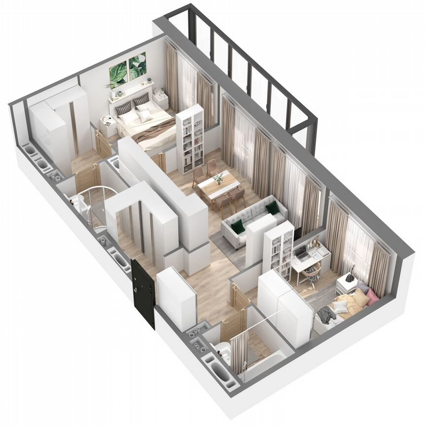 2-к. квартира, 63,7 м², 17/23 эт.