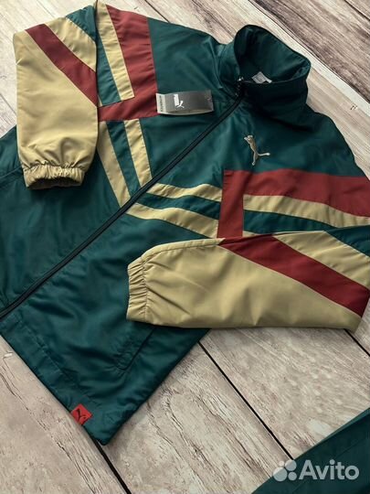 Спортивный костюм Puma винтажный в стиле ретро зеленый